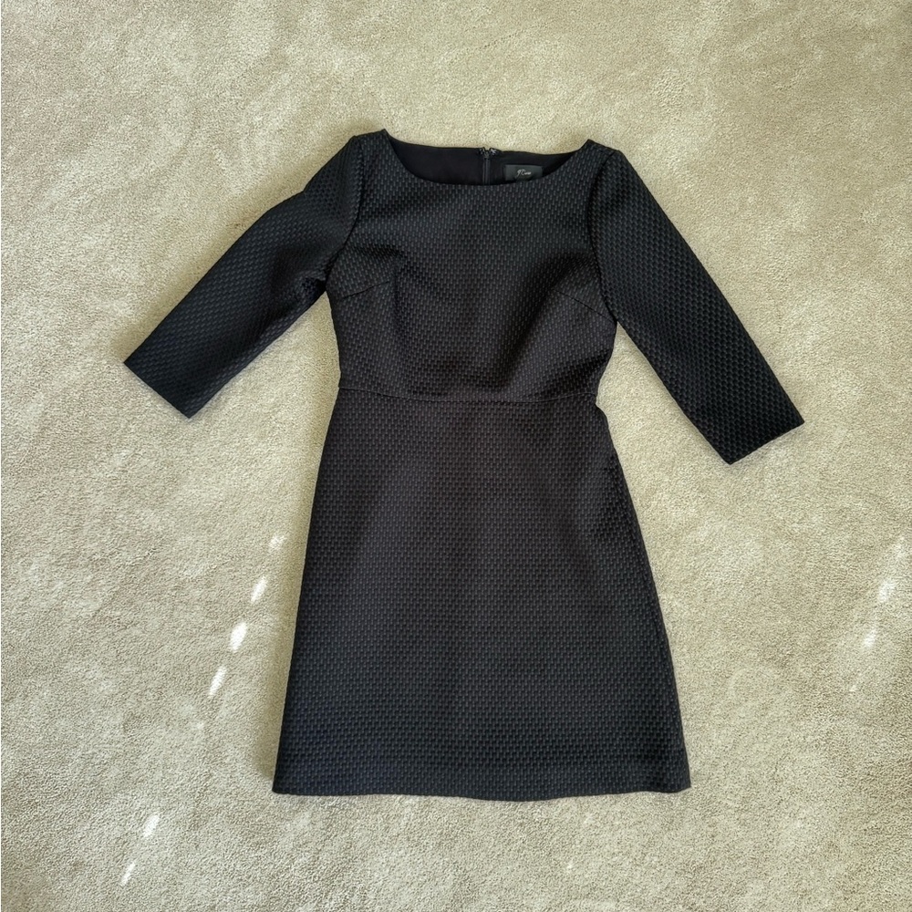 J. Crew Black Textured 3/4 Sleeve Sheath Dress Size 8 - Picture 9 of 15